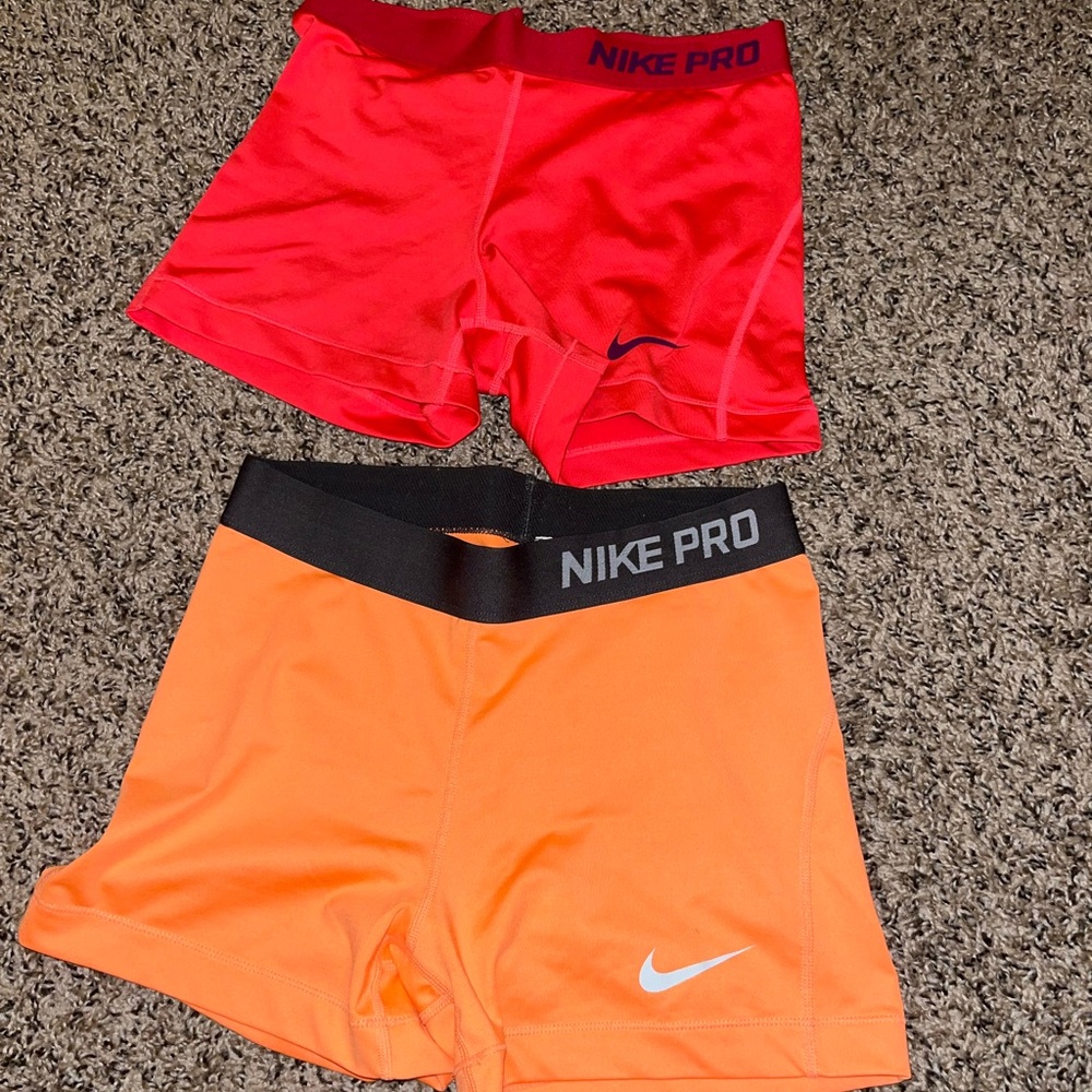 Nike Athletic Red and Orange Performance Shorts